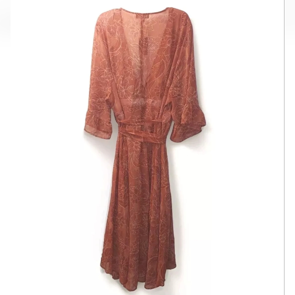Arna York Viola Wrap Maxi Dress Woman 6X 30W 32W Batik Blooms Sheer Floral New - Picture 5 of 14